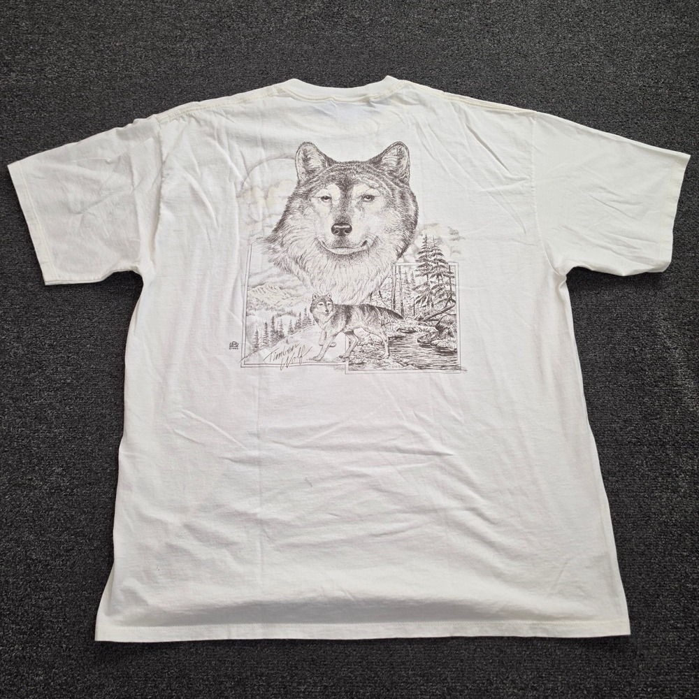 Vintage 1993 Timber Wolf T Shirt XXXL Jerzees Made USA Wildlife Nature 90s Tee